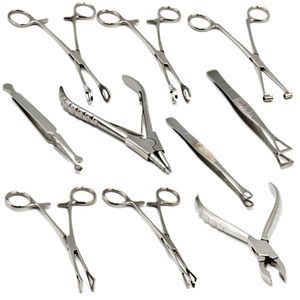 Nipple Rings 1PC Professional Steel Belly Ear Tongue Septum Lip Piercing Forceps Tweezer Clamp Plier Closer Opener needle clamp 230626