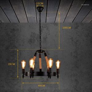 Подвесные светильники IWHD Rope LED Lights Style Loft Industrial Hang Iron Retro Vintage Светильники Подвесной светильник