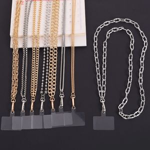 Metal Universal Chain Wallet Halter Chain Hanging Neck Sling Rope Lanyard With Tab Gasket For Mobile Phones Anti-lost Straps Grip Chain Crossbody Accessories