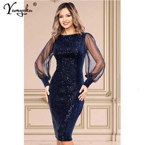 Seksi vintage Glitter Uzun kollu Pullu yaz elbisesi kadın kulübü Pary es Sonbahar ofis bodycon kadın kıyafetleri vestidos 210611