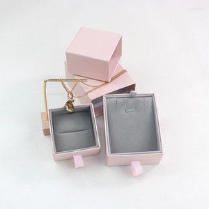 Sacchetti per gioielli Cassetto rosa Scatola di carta Gioielli di alta qualità Imballaggio Scatole regalo Collana Pendente Anello Avaialbe 6X6X4CM 30 pz / lotto