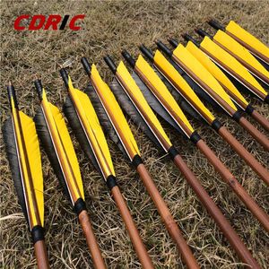 Bow Arrow 6/12/24pk 28/30/32" Spine 400-500 Handmade Bamboo arrows for hunting recurve bow or longbowHKD230626