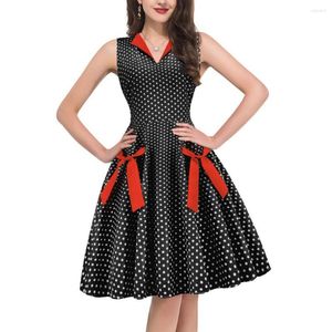 Günlük Elbiseler V yaka Kolsuz Panel Kontrast Ekose Büyük Salıncaklı Vintage Elbise 1950'ler 60'lar Rockabilly Balo Partisi