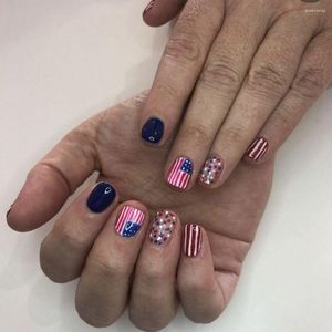Накладные ногти Съемный пресс на DIY Простой миндальный национальный флаг Круглая головка