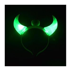 Декомпрессионная игрушка Хэллоуин Led Rave Devil Horn Light Up Оголовье Мигающий рог Рождественская вечеринка Декор Блестящие головные уборы Zm923 Drop De Dh3Qt