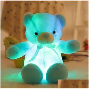 Плюшевые куклы Factory Outlet Color Glowing Teddy Bear Doll Toy Kawaii Glowingplush Kids Christmas Gift Zm926 Drop Delivery Toys Gifts Dhjev