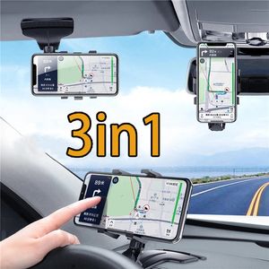 3in1 Araç Telefonu Tutucu Pano Dikiz Aynası Direksiyon Desteği Güneşlik Braketi Cep Cep GPS Standı Tablet Araç