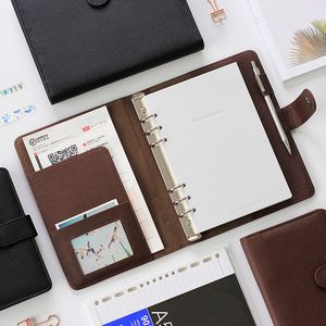 Notepads Brown Planner Black Portable Notebook Looseleaf Detachable Buckle Ring Thick A5 Business Stationery Office A6 Workbook 230627