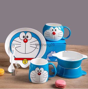 Süt Seramik Bardak Doraemon Cam Sabah Çay Bardağı Kase Bulaşık Suyu Su Kahve Kupa Komik Mutfak Drinkware Kız Hediye Sofra L230620