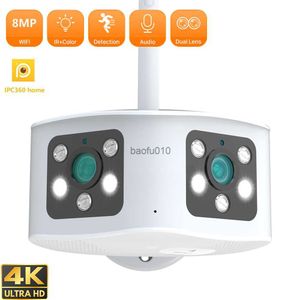 4K 8MP Dual lens Wifi IP Camera Outdoor 180 Ultra Wide View Angle Panoramic Human Detect CCTV Camera Video Surveillance L230619