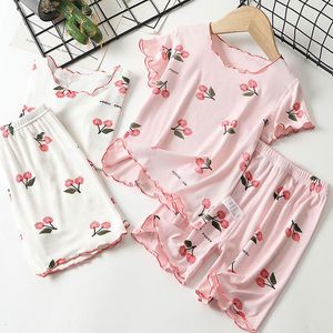 Комплекты одежды Пижамы для девочек Летние детские пижамы Ice Silk Pijamas для детей Дышащий комплект для малышей Нижнее белье для малышей 230627