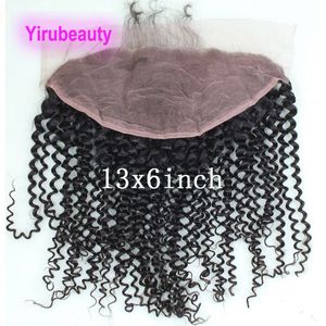 Yirubeauty 13*6 Lace Frontal Kiny Curly Malaysian 100% Human Hair 10-24inch Natural Color Indian Virgin Hair