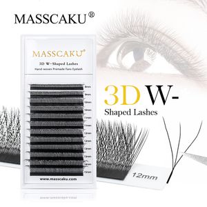 False Eyelashes MASSCAKU Automatic Flowering Bloom 3D 4D 5D 815mm Mixed W Shape Premade Fans Eyelash Natural Soft Individual Lashes Extensions 230627