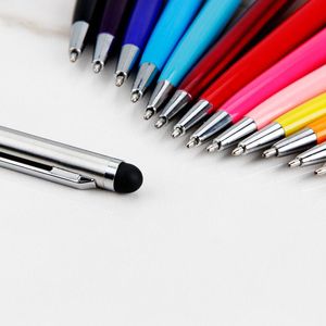 Pens 100pcs/lot 11 renkli siyah altın beyaz mavi roller metal tükenmez kalem 0.7mm 2in1 fiber nokta kalemi hediyesi özel olabilir