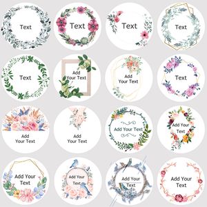 Adhesive Stickers 100pcs 40mm custom sealing sticker white background DIY wreath stickers Customized Wedding party Round text 15Inch 230627