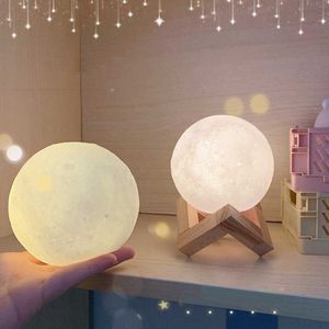 Sıcak Satış 8 cm Standlı LED Elektronik Yatak Odası Geceleri Çocuklar Hediye Ay Işığı Ev Dekorasyonu HKD230628