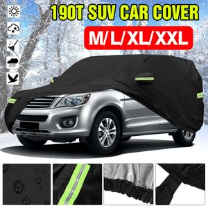 Универсальный SUVSedan Full Covers Outdoor Waterproof Sun Rain Snow Protection UV Zipper Design Black Car Case Cover MXXLHKD230628