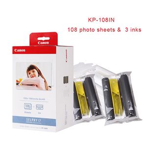 Malzemeler Orijinal KP108in 4*6 inç 100*148mm Fotoğraf Kağıdı Canon Taşınabilir Fotoğraf Yazıcısı için 3 Mürekkep Kartuşu