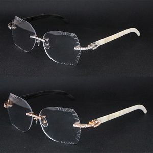 Tasarımcı Mozanit Pırlanta Set Çerçeveler Gözlük Kadınlar Vintage Erkek Orijinal Beyaz Karışım Siyah Manda Boynuzu Kabuklu Optik Çerçevesiz Gözlükler Erkek Ahşap Gözlükler Yeni