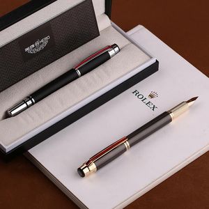 Pens Hero 200e 14k Gold Collection Fountain Pen Matte Black / Golden / Silver Clip Fine Nib подарок и коробка для бизнес -офиса