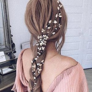 Saç Klipleri Simüle İnciler Yaprak El Yapımı Bantlar Moda Gül Altın Gümüş Renk Hairband Düğün Gelin Süsler Toptan