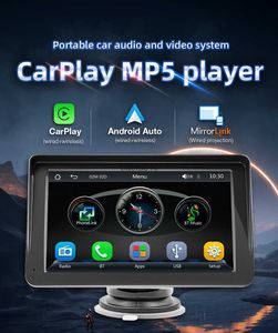 s Taşınabilir Araç Monitörü 7 Inç Kablosuz Carplay Android-Otomatik Bluetooth FM Verici USB TF MP5 Multimedya Oynatıcı L230619