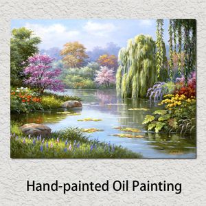 Картины маслом на холсте, садовые источники, скрытый пруд, распродажа, ручная роспись, картина для декора стен офисной комнаты