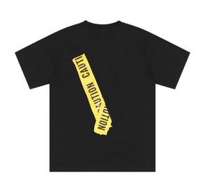 Yaz Erkek T-Shirt Sarı Yapışkan Baskı Büyük V T-shirt Gevşek Erkek ve Kadın Kısa Kollu Yuvarlak Yaka Çiftler Kısa Kollu Tees Çiftler Üst Giyim Kazak