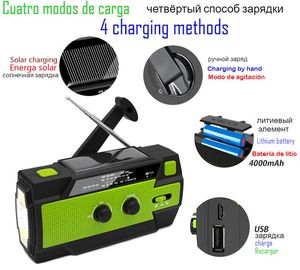 Радио Badidear Многофункциональный Am/fm/noaa 4000 мАч Радио Солнечная USB Ручной генератор Аварийный фонарик Датчик движения Свет Sos Alarm