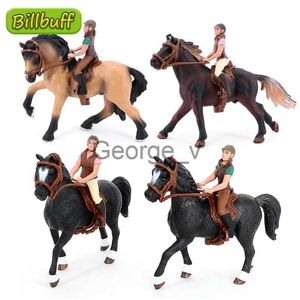 Minifig Simulation Equestrian Rider Horse Farm Animal Model Action Figures Decoration Early educational Toys for children Christmas gift J230629