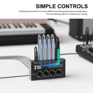 Amplifiers Xtuga 4 Channel Sound Mixer Professional Ultra Lownoise Audio Sound Mixer усилитель для клавиатур, миксеров, музыкальных инструментов