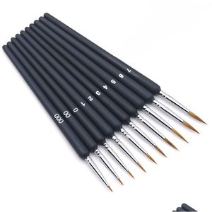 Painting Supplies 10Pcs Set Miniature Paint Brushes Detail Brush Thin Hook Line Pen For By Numbers Oil Watercoloring Jk2101Xb Drop D Dhlao