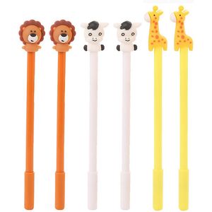 Ручки 36pc/lot японские милые ручки Lion Cow Giraffe довольно крутой школьной гель ручка Kawaii шариковые роллеры забавные канцелярские товары вещи вещи
