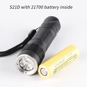 Flashlights Torches Convoy S21D 21700 flashlight with quad TIR lens 219B 519A XPL HD 12groups with 21700 battery inside 230629
