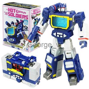 Minifig Mini Soundwave mit Laserbeak Transformation MFT HS03 Hot Soldiers G1 Pocket War Deformation Actionfigur Roboter Spielzeug Geschenke J230629