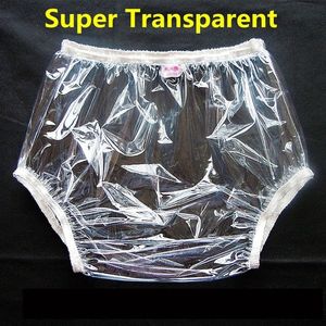 Reusable Adult Cloth Diapers, Waterproof PVC Incontinence Pants, Large Size TPU Coated Plastic Super Transparent Incontinence Briefs