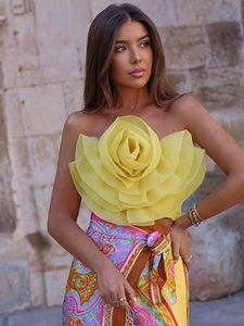 Temel Günlük Elbiseler Örgü Sarı Gül Çiçek Üst Sonbahar Kış Moda Kolsuz Kırpma Üstleri Setleri Noel Partisi Kadın Blusas Mujer 230629