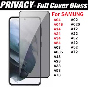 Защитное стекло для экрана телефона из закаленного стекла для Galaxy A54 A34 A24 A14 A04 A73 A53 A33 A23 A13 A12 A22 A52 A72 5G, полное покрытие, антишпионское закаленное стекло