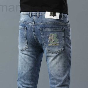 Men's Jeans designer Light Luxury Fashion Spring Summer Slim Fit Small Foot Elastic Casual Pants Korean Edition High end C38G