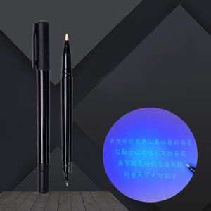 İşaretler Görünmez Floresan Kalem Seti (5pcs kalem + 1pcs UV Işık) UV Işık İşaretleri Kalem Çift Uç 0.5mm/1.0mm Görünmez Kalem