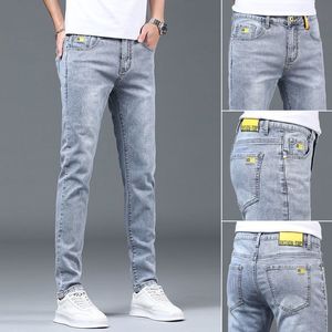 Мужские джинсы Harajuku мода весна осень люксовый бренд корейский стиль повседневная одежда синие джинсовые стильные дизайнерские узкие брюки 230629