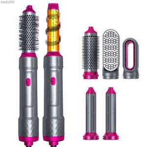 5 In 1 Electric Blow Dryer Comb Hair Dryer Brush Hair Curling Wand Detachable Brush Kit Negative Ion Hair Curler Curling Iron L230520