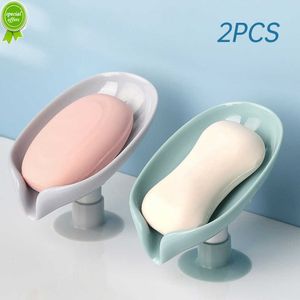 1 2PCS Soap Holder Leaf Shape Soap Tray Bathroom Shower Drain Soap Dish Soap Storage Container For Kitchen Bathroom Accessories