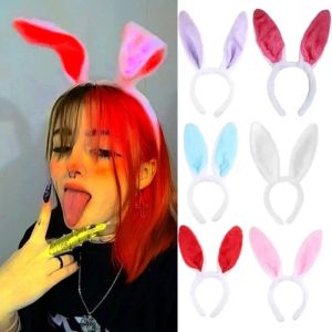 Sevimli kabarık tavşan kulakları kafa bandı kadınlar için cadılar bayramı paskalya Anime Cosplay Hairband şapkalar kadın tavşan aksesuarları 2021