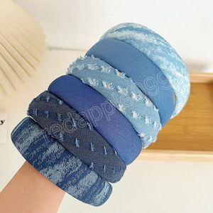 Yeni moda kadın kafa bandı delik Denim Hairband yetişkin rahat türban bahar saç aksesuarları