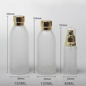 Упаковка ясности насоса бутылки лосьона 120мл матированного стекла внимательности кожи бутылок хранения роскошная