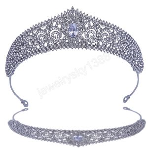 Wedding Hair Tiara Crystal Bridal Tiara Crown Silver Color Diadem Veil Tiaras Wedding Hair Accessories Headpieces