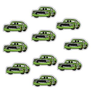 10 peças emblemas de remendos de carros verdes para roupas de ferro bordado apliques de ferro em remendos acessórios de costura para roupas DIY2318