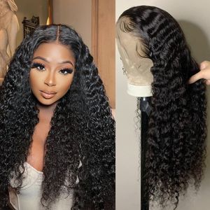 13x4 Deep Wave Lace Front Wig Brazilian Transparent Lace Frontal Human Hair Wigs For Women Glueless Wet And Wavy Remy Curly Wig