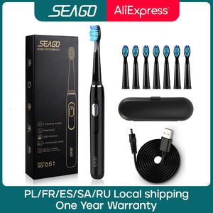 Toothbrush Seago Sonic Rechargeable Electric Toothbrush with 3 Replacement Brush Heads 2 Minutes Timer 4 Brushing Modes Waterproof SG551 230629